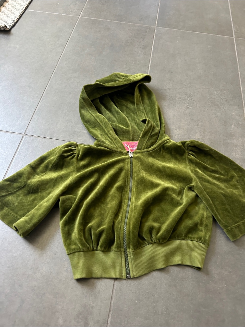 Juicy Couture Olive Green Velour Zip Hoodie